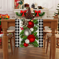 Jiudungs Linen Green Black Buffalo Check Plaid Table Runner 60in by Deal US