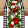 Jiudungs Linen Green Black Buffalo Check Plaid Table Runner 60in by Deal US