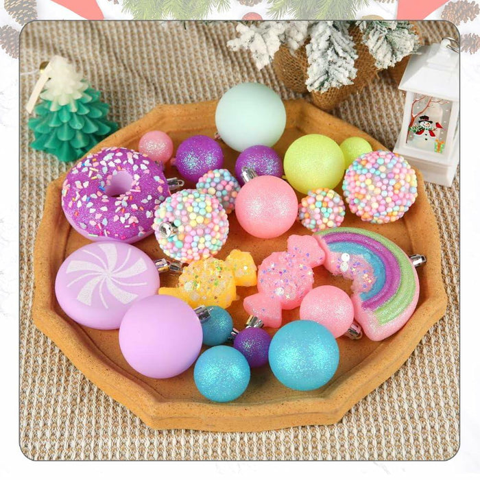 ROSELEAF Christmas Tree Ornaments Set 40 Pack Shatterproof Pink Purple Green by Deal US