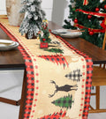 ToRhine Christmas Table Runner Linen Tree & Elk Pattern 72in Tree&elk by Deal US