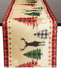 ToRhine Christmas Table Runner Linen Tree & Elk Pattern 72in Tree&elk by Deal US