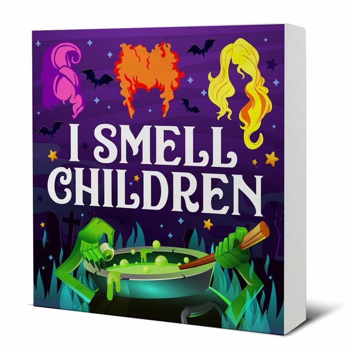Hijie Halloween Wooden Sign I Smell Children Indoor Decor 5x5 Inches by Deal US