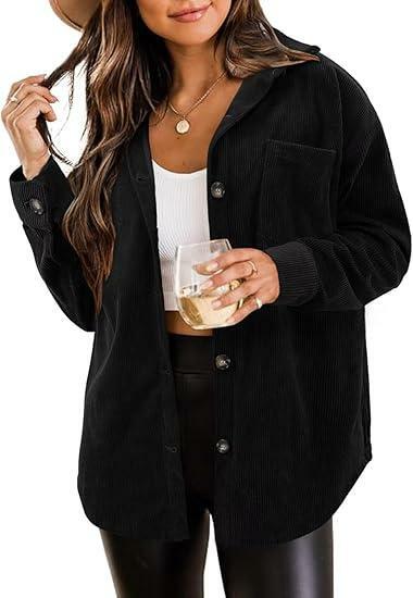 CiCiBird Women's Oversized Utility Shacket Jacket Black XL Size XL by Deal US