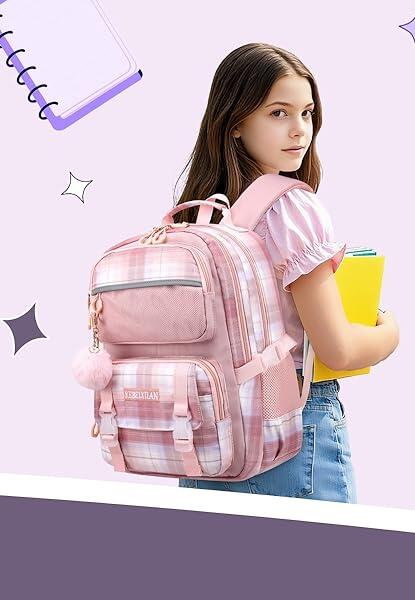 KEBEIXUAN Backpack Set 3PCS School Lunch Box Pencil Case Pink 11.81x7.87x17.32 by Deal US