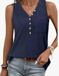 KISSMODA Women's Summer Floral Henley Top Royal Blue Size X-Large by Deal US