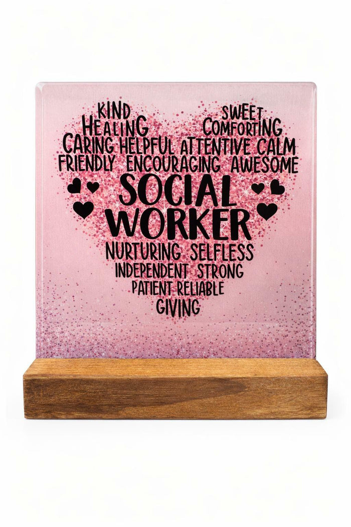 Mhfpl Social Worker Thank You Acrylic Plaque Sign 3.92x3.92x0.3 Lucency by Deal US