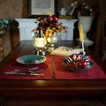 ARTABLE Rectangle Table Runner Fabric Burgundy 16x84 Inch Cottage Style by Deal US