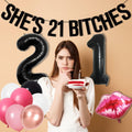 RASPATI 21st Birthday Decorations Black Pink Rose Gold Balloon Banner by Deal US