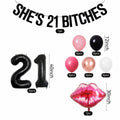 RASPATI 21st Birthday Decorations Black Pink Rose Gold Balloon Banner by Deal US