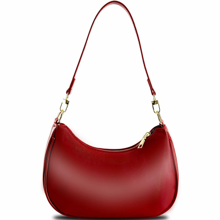 KUNZHAN Leather Shoulder Bag Women Hobo Tote Mini Clutch Purse Red by Deal US
