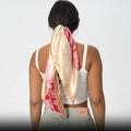 VJHX Paisley Satin Head Scarf Large Square 35in Khaki Pink by Deal US