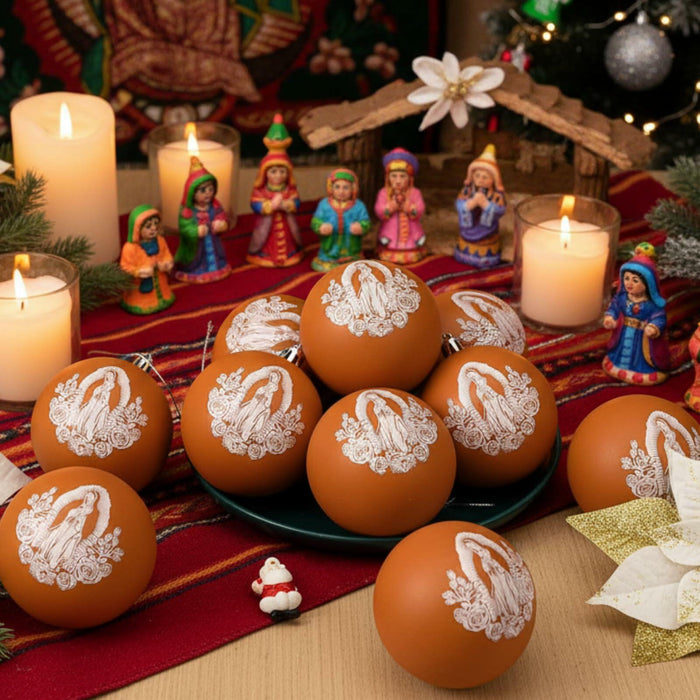 Jenaai Our Lady of Guadalupe Christmas Ornaments 3.15" 12 Pcs Brown White by Deal US