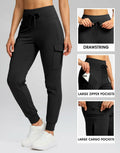 SANTINY Women Fleece Lined Cargo Joggers Waterproof Black Size L by Deal US