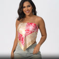 VJHX Paisley Satin Head Scarf Large Square 35in Khaki Pink by Deal US