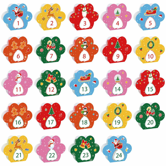 Hxezoc 24 Pcs DIY Christmas Advent Calendar Boxes Dog Paw Xmas Decoration by Deal US