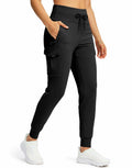 SANTINY Women Fleece Lined Cargo Joggers Waterproof Black Size L by Deal US