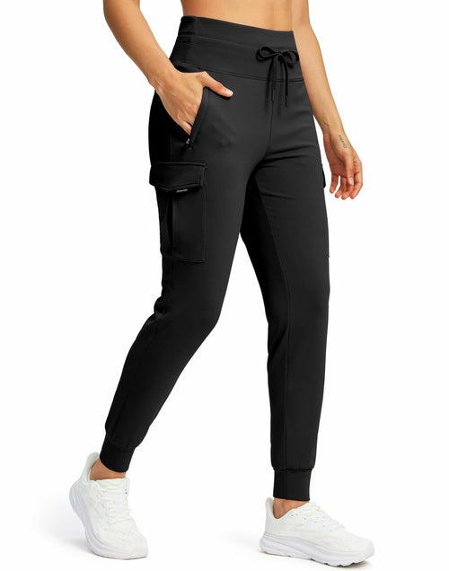 SANTINY Women Fleece Lined Cargo Joggers Waterproof Black Size L by Deal US