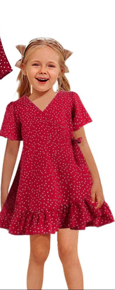 AWIBMK Mommy and Me Dress 3D Flowers Bowknot Red White Dots Size 2T by Deal US