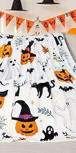 Tupmnbry Halloween Pumpkin Ghost Cat Throw Blanket Flannel 50x60 by Deal US