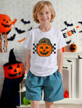 YWAGK Boys Halloween Pumpkin T-Shirt Plaid Tee White Size 7-8 Years by Deal US
