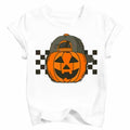 YWAGK Boys Halloween Pumpkin T-Shirt Plaid Tee White Size 7-8 Years by Deal US