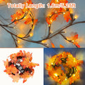 PAJH Fall Thanksgiving Garland 5.25ft 72 LED 8 Modes Orange Leaf Lights by Deal US