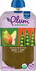 Plum Organics Stage 2 Baby Food Pear Pea Spinach 4oz Pouch Organic by Deal US