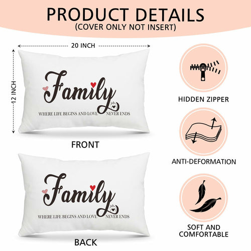 Fihjm Family Throw Pillow Cover 12x20 Beige Farmhouse Home Decor 24 Pack by Deal US