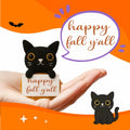 Skyists Crochet Black Cat Plush with Happy Fall Y'All Sign 3.74in Orange Black by Deal US