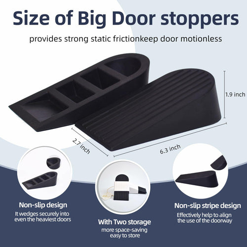 ELYXKY Rubber Door Stopper King-Size 2PCS Heavy-Duty Non-Slip Black by Deal US