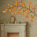 PAJH Fall Thanksgiving Garland 5.25ft 72 LED 8 Modes Orange Leaf Lights by Deal US