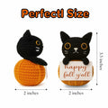 Skyists Crochet Black Cat Plush with Happy Fall Y'All Sign 3.74in Orange Black by Deal US