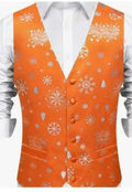DiBanGu Orange Silver Christmas Snowflake Vest Bow Tie Set Size L by Deal US