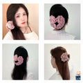 Pink Floral Hair Claw Rose Shark Clip Satin Hair Accessory for Women Girls by Deal US