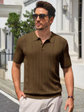 Runcati Mens Slim Fit Knit Polo Shirt Short Sleeve Cotton Coffee Size XX-Large by Deal US