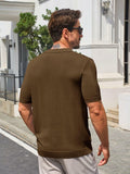 Runcati Mens Slim Fit Knit Polo Shirt Short Sleeve Cotton Coffee Size XX-Large by Deal US