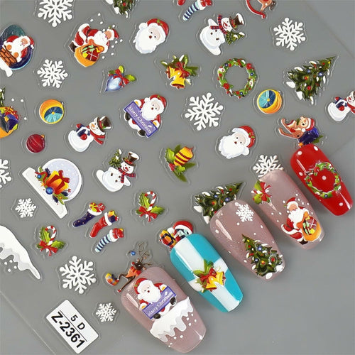 Namrec Christmas Nail Decals 5D Embossed Tree Santa Snowflake 2 Sheets by Deal US