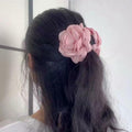 Pink Floral Hair Claw Rose Shark Clip Satin Hair Accessory for Women Girls by Deal US