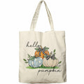 Dlzdn Fall Pumpkin Canvas Tote Bag Reusable Grocery Beach Bag Off-white One Size by Deal US