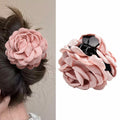 Pink Floral Hair Claw Rose Shark Clip Satin Hair Accessory for Women Girls by Deal US