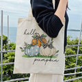 Dlzdn Fall Pumpkin Canvas Tote Bag Reusable Grocery Beach Bag Off-white One Size by Deal US