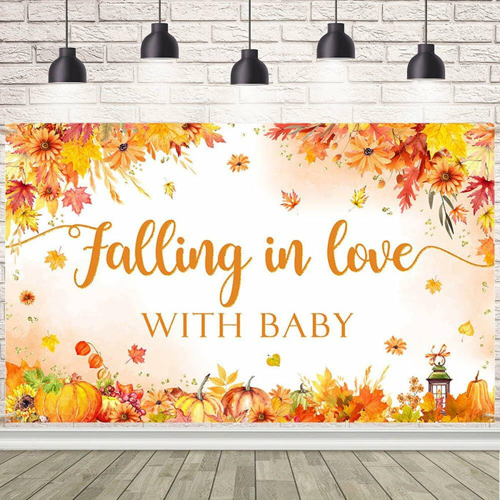 AIBIIN Baby Shower Pumpkin Backdrop Yellow 70.8x43.3 inch Fall Decor by Deal US
