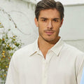 JEKAOYI Men's Stretch Wrinkle-Free Dress Shirt Button Down Beige Size L by Deal US