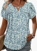 CRAZY GRID Women's Puff Lace Short Sleeve Blouse Blue Gardenia Size 3XL by Deal US