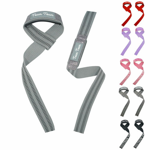 Teun Teun Weight Lifting Wrist Straps 24-Inch Cotton Neoprene Grey One Size by Deal US