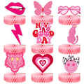 Sinmoe 9pcs Hot Pink Preppy Honeycomb Table Centerpiece Party Decor by Deal US