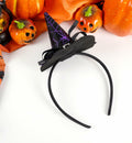 Edoneery Halloween Witch Hat Headband with Veil Feathers Purple for Women by Deal US