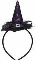 Edoneery Halloween Witch Hat Headband with Veil Feathers Purple for Women by Deal US