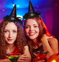 Edoneery Halloween Witch Hat Headband with Veil Feathers Purple for Women by Deal US