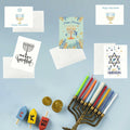 Qpout 12 PCS Hanukkah Cards with Envelopes Stickers Monochrome C Style by Deal US